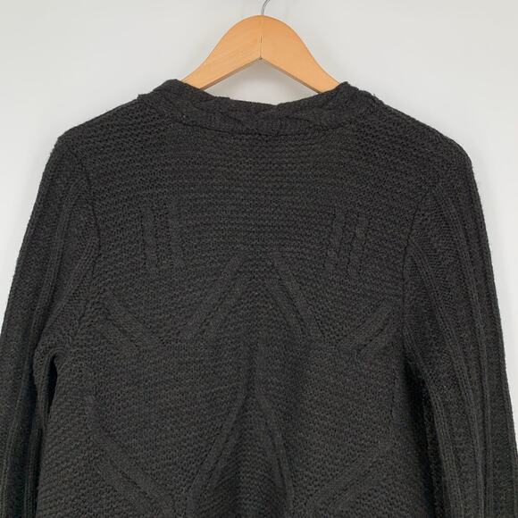 360 Sweater Open Front Braided Cable Knit Merino Wool Cardigan Sweater, Gray, M - Picture 5 of 7